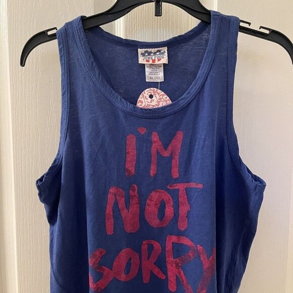 Junk Food I'm Not Sorry Tank Top Purple Cotton USA Girls Size XL 12 years NWT - Picture 2 of 7